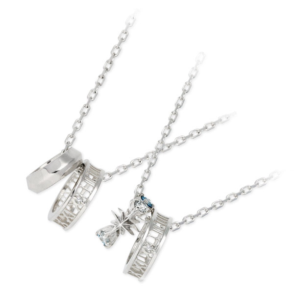 THE KISS シルバーペアネックレス DI-SN716-50-DI-SN715-40
