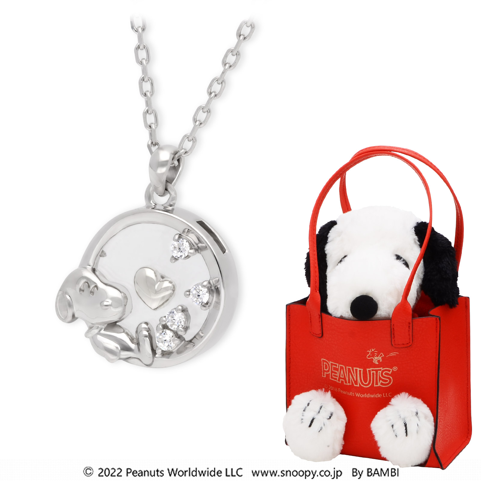 スヌーピー (SNOOPY) シルバーネックレス KLHIK0001-K2000008-RED