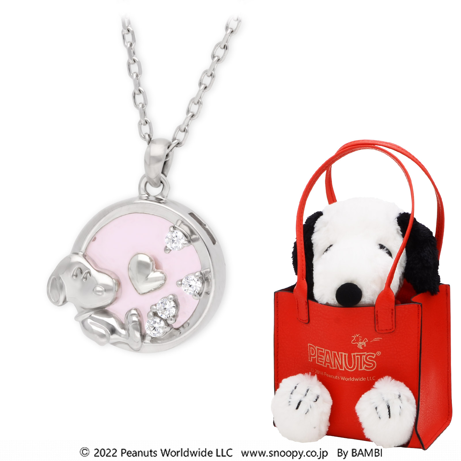 スヌーピー (SNOOPY) シルバーネックレス KLHIK0002-K2000008-RED