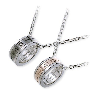  LOVERS SCENE シルバーペアネックレス LSP0068-DBK-50-LSP0068-DPK-40