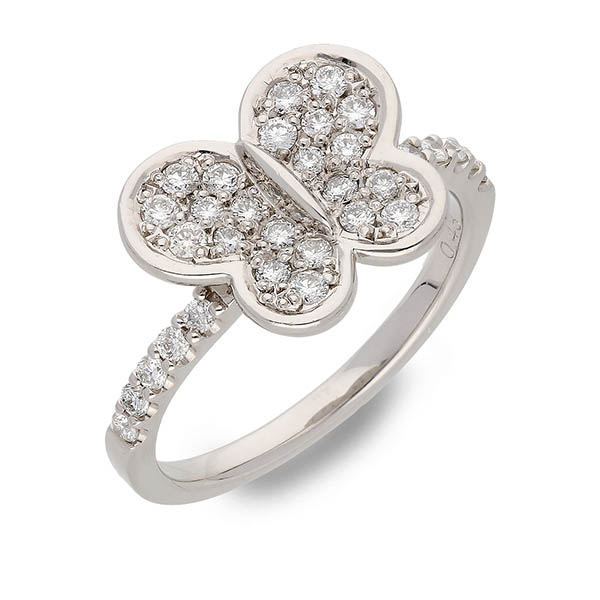 日本の匠ジュエリー ダイヤを散りばめた蝶のリング プラチナリング