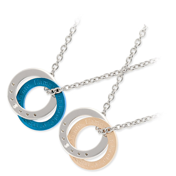 PLUG IN ステンレスペアネックレス PIP6502-BL-PG