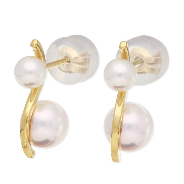 PRIMA PEARL モダンなフォルムが魅力的 パールイエローゴールドピアス