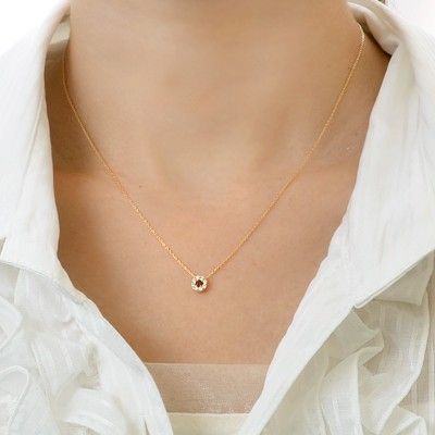 イエローゴールドネックレス(01月誕生石)