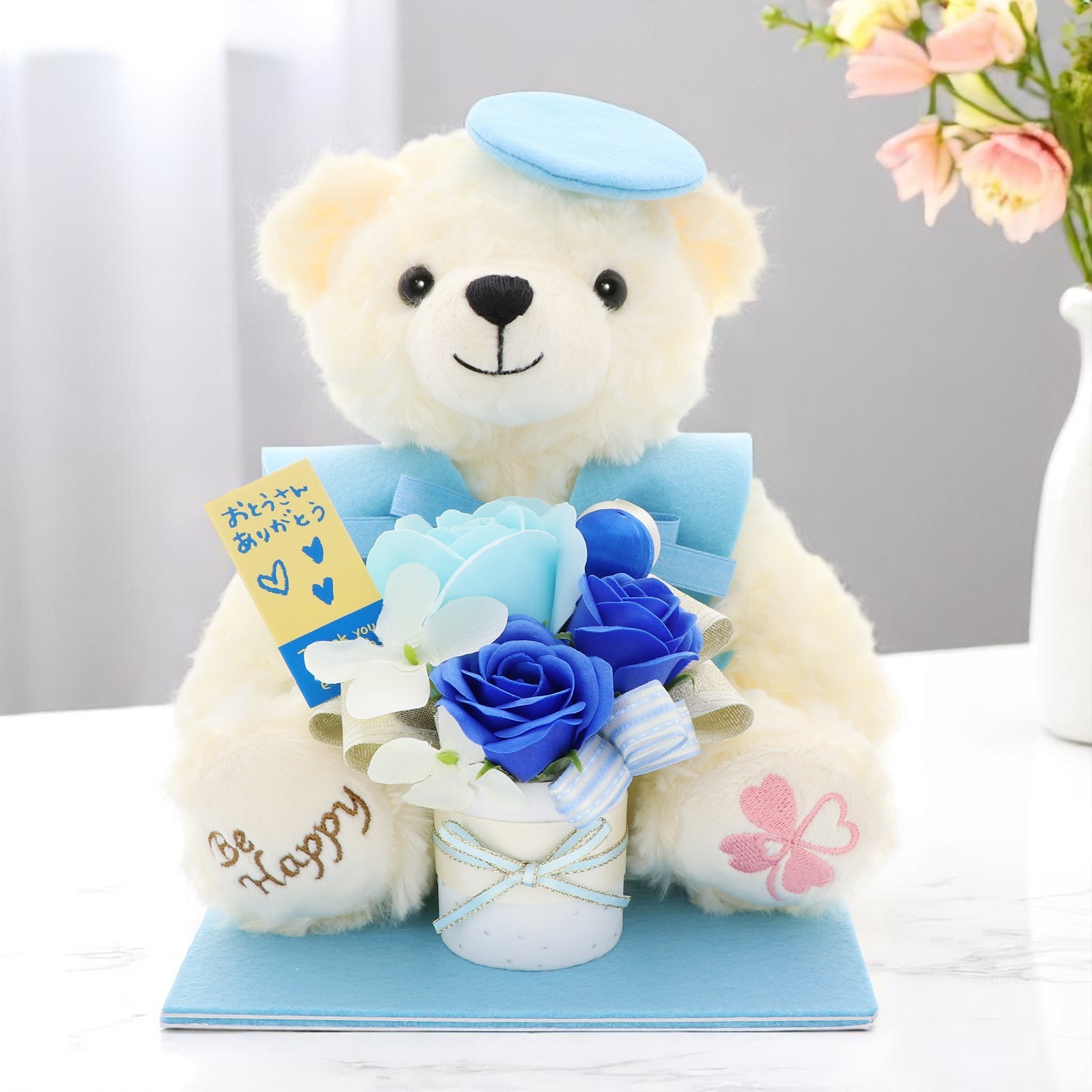 お花ソムリエ フラワー お父さんありがとう ソープフラワー 水色 PF-A-20007-AQF