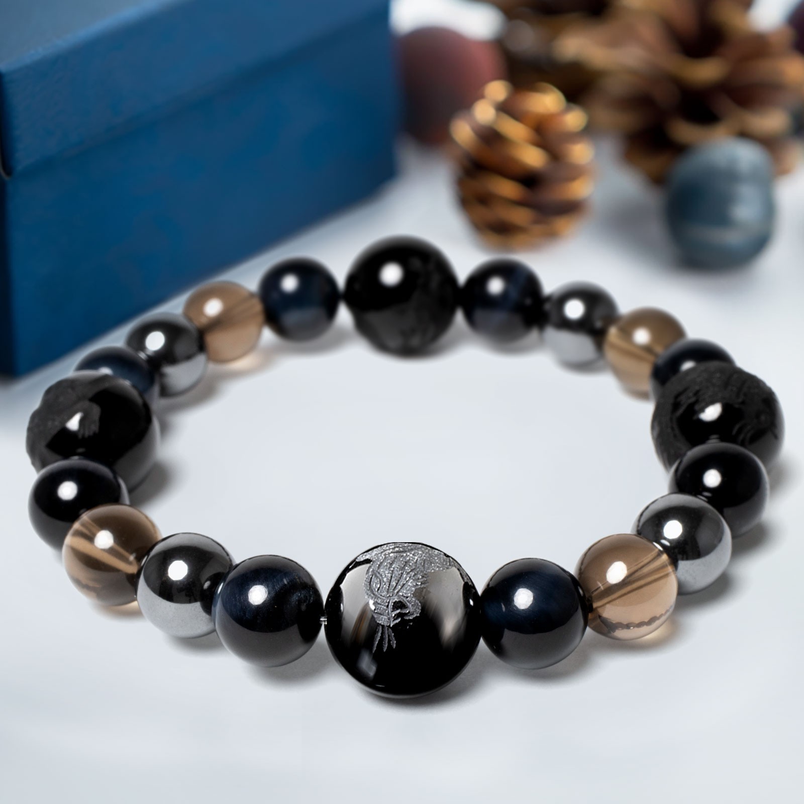 X.G メンズ 四神モリオン メンズブレスレット XG_SIBR04-L～XG_SIBR04-M