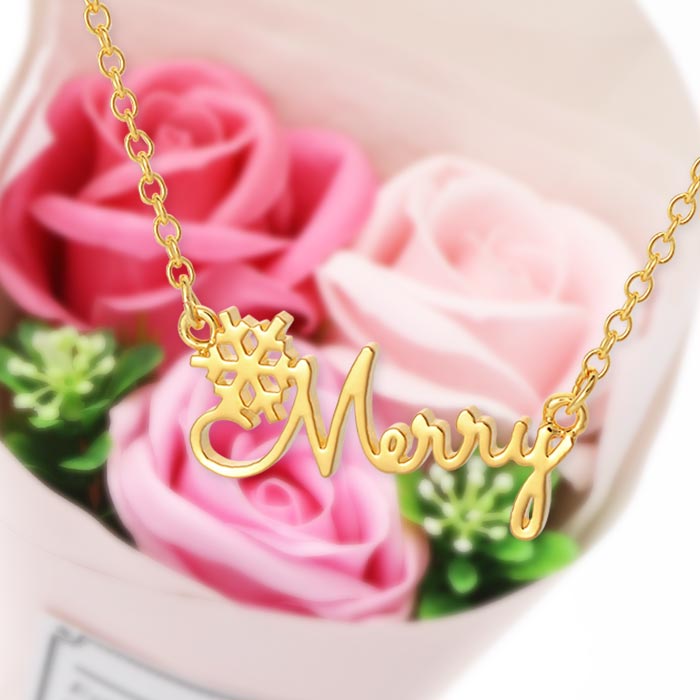 お花ソムリエ　花束セット ネックレス MERRY (ソープフラワー 選べる4色)