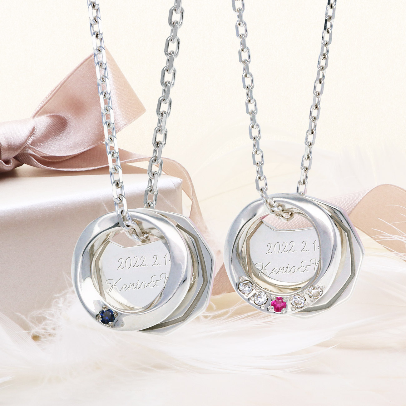 THE KISS シルバーペアネックレス