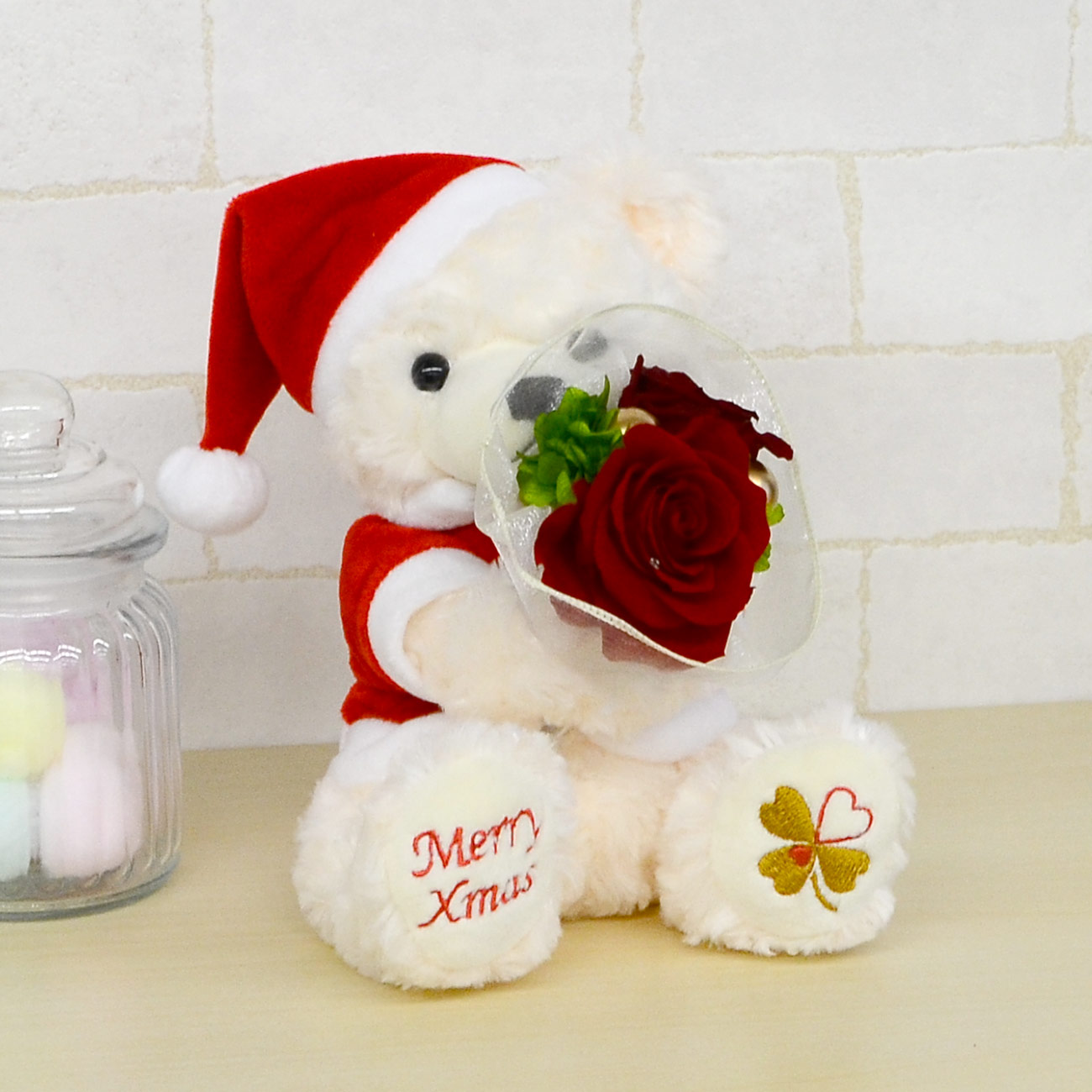 キュートなサンタテディのフラワーレター