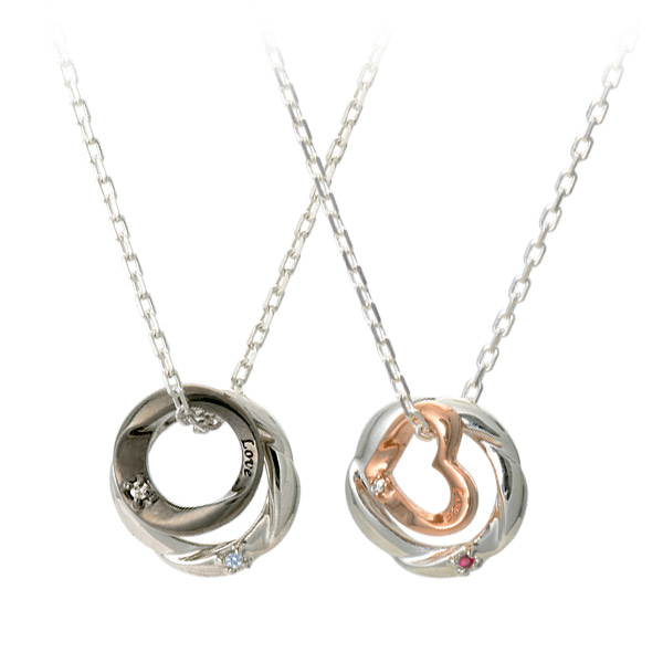 THE KISS ジェイウェル限定　誕生石を選べる シルバーペアネックレス JW-SN701DM-JW-SCH700-JW-SN700DM-JW-SCH700