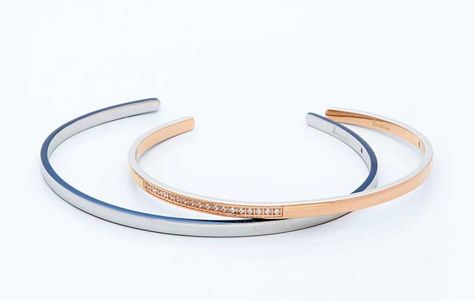 Zanipolo Terzini ステンレスペアバングル ZTB3704MASUSBLDIAWH-ZTB3704FMRGDIAWH